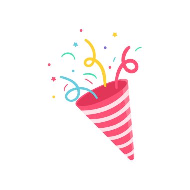 Havai fişek vektörü bir parti çeker. Doğum günü partisinden havai fişekler havada uçuşuyordu.