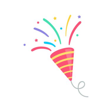 Havai fişek vektörü bir parti çeker. Doğum günü partisinden havai fişekler havada uçuşuyordu.