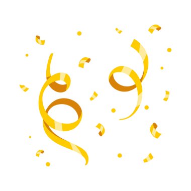 Konfeti vektörü. Doğum günü partisindeki havai fişeklerden yüzen renkli kağıt ruloları.