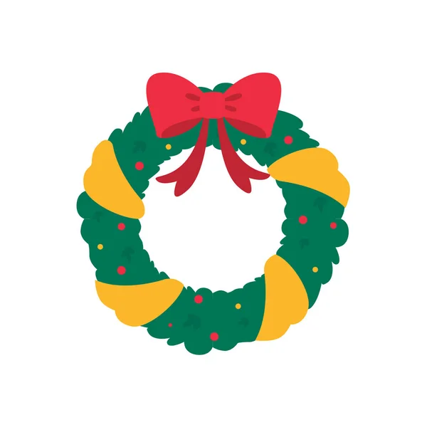 Χριστουγεννιάτικο Στεφάνι Χειμερινές Γιρλάντες Στολισμένες Κόκκινα Μούρα Πράσινα Κλαδιά Πεύκου — Διανυσματικό Αρχείο