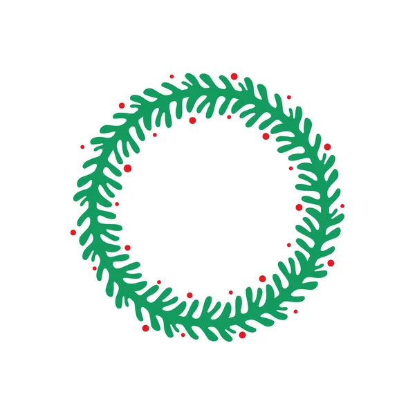 Kerst Wreath Vector Winter Slinger Voor Het Versieren Van Kerstkaarten — Stockvector
