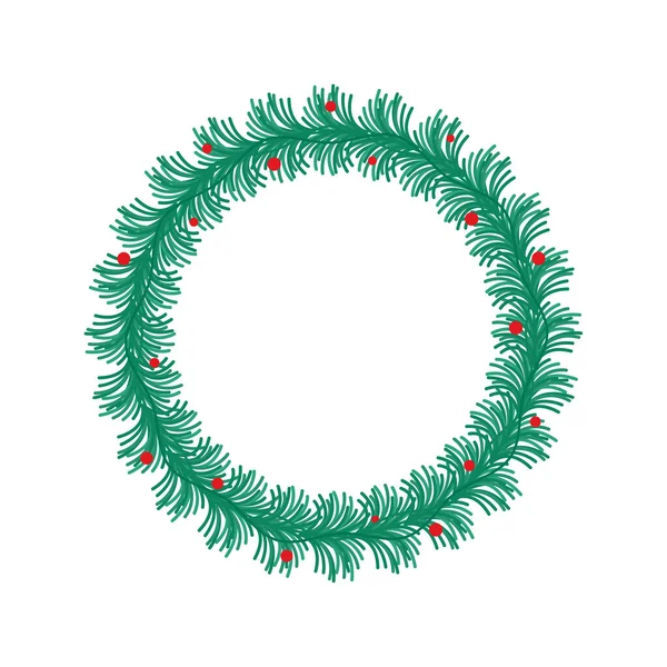 Kerst Wreath Vector Winter Slinger Voor Het Versieren Van Kerstkaarten — Stockvector