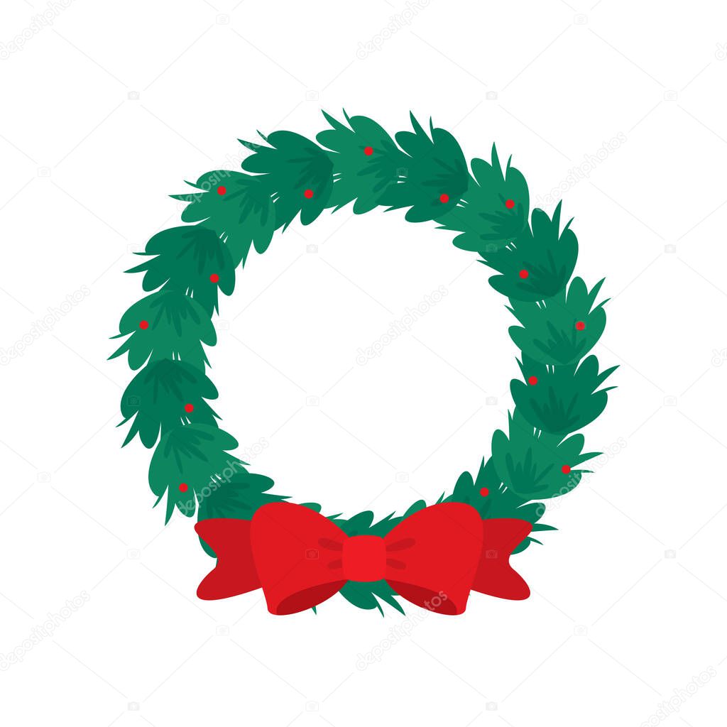 Christmas Wreath Vector Winter garland for decorating Christmas cards.