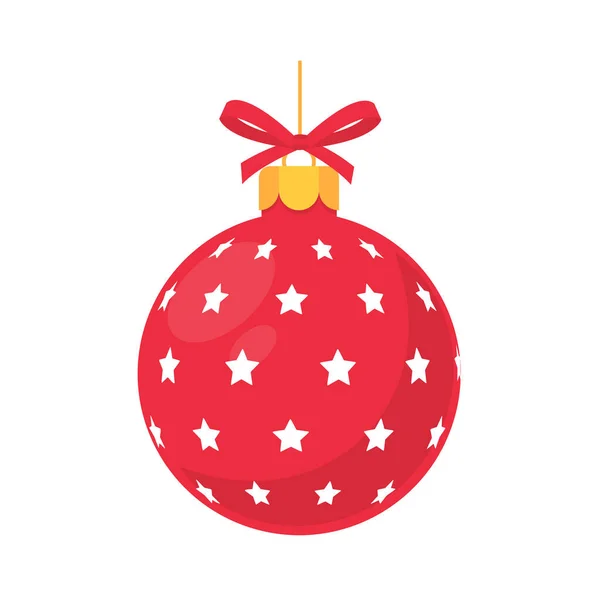 Vecteur Boule Noël Rouge Avec Motif Blanc Pour Célébration Noël — Image vectorielle