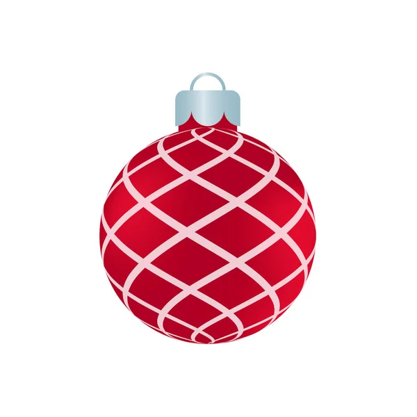 Vecteur Boule Noël Rouge Avec Motif Blanc Pour Célébration Noël — Image vectorielle