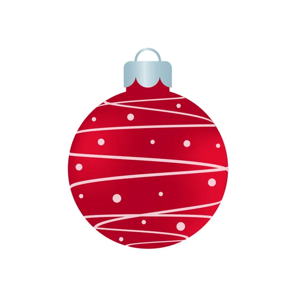 Vetor Bola Natal Vermelho Com Padrão Branco Para Celebração Natal — Vetor de Stock