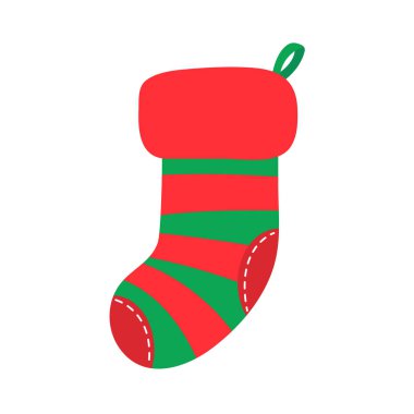 Noel çorapları. Noel süslemeleri için çeşitli desenleri olan kırmızı ve yeşil çoraplar..