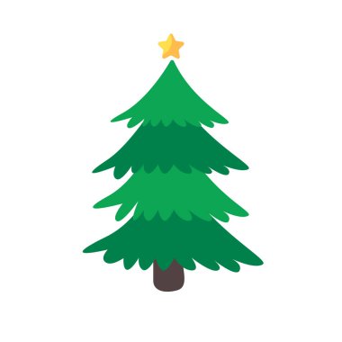 Noel ağacı. Noel süslemeleri için yıldızlarla süslenmiş yeşil çam ağacı.