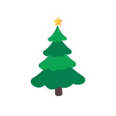 Noel ağacı. Noel süslemeleri için yıldızlarla süslenmiş yeşil çam ağacı.