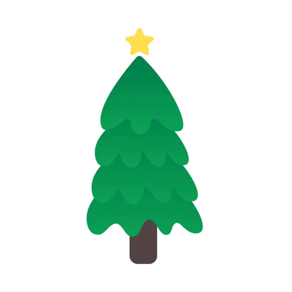 Різдвяне Дерево Зелена Сосна Прикрашена Зірками Різдвяних Прикрас — стоковий вектор