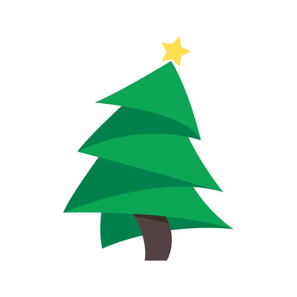 Різдвяне Дерево Зелена Сосна Прикрашена Зірками Різдвяних Прикрас — стоковий вектор