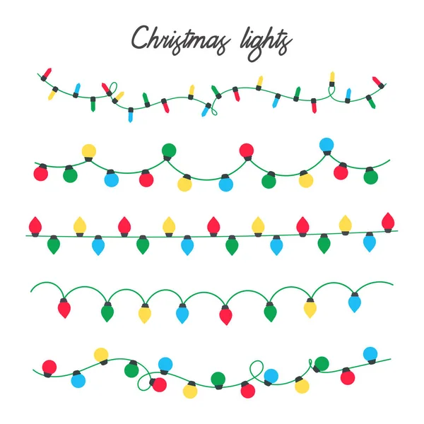 Vector Luces Navidad Bombillas Colores Para Decoraciones Navideñas — Vector de stock