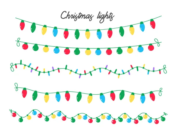 Vetor Luzes Natal Lâmpadas Coloridas Para Decorações Natal —  Vetores de Stock