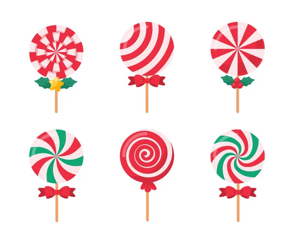 圣诞糖果 圣诞庆祝活动中儿童红绿相间的糖条 — 图库矢量图片