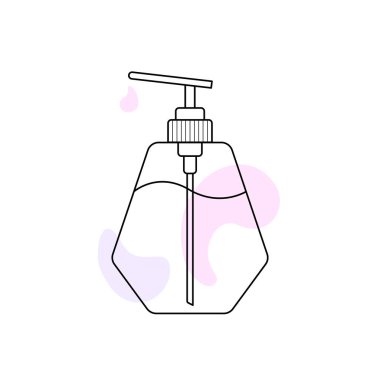 Dispansör şişesi. Dezenfektan spreyi ve jel. Pompalı dezenfektan kutusu. Sıvı sabun şişesi.