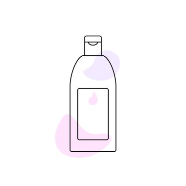 Saç şampuanı, saç kremi, vücut losyonu. Şişe. Kozmetik ürünü. Düz Tasarım Siyah Doğrusal Konferans. Vektör Simgesi izole edildi