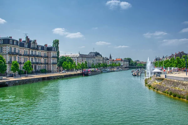 Utsikt Över Floden Meuse Canal Est Från Pont Chaussee Staden Stockbild