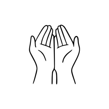 Avuçlar yukarı, insan elini hareket ettir. Vektör karalama çizimi.