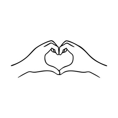 Aşk jesti insan eli. Vektör karalama çizimi.