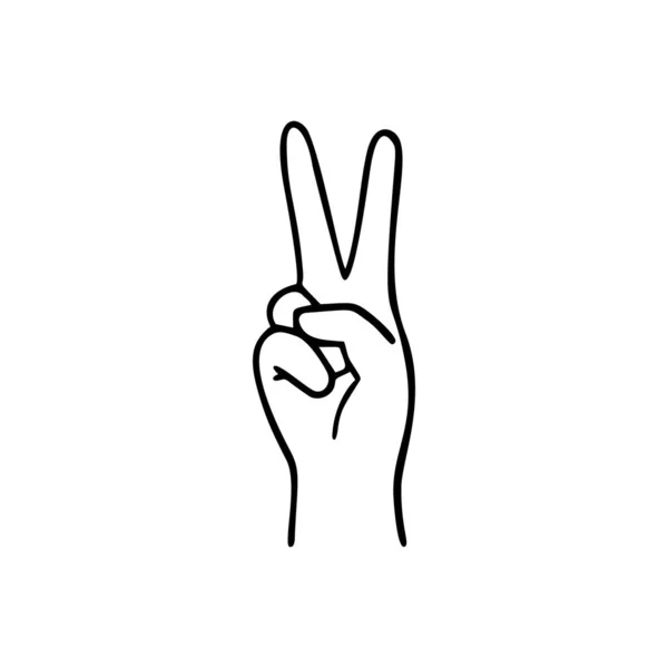 Peace gesture human hand. Vector doodle illustration. — Vector de stock