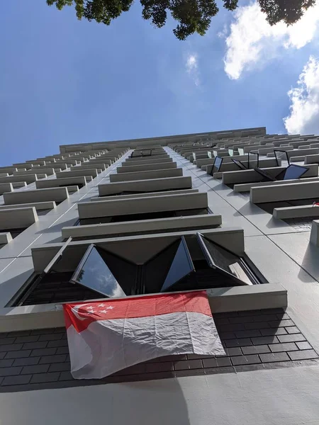 Drapeau Singapour Sur Bloc Hdb — Photo