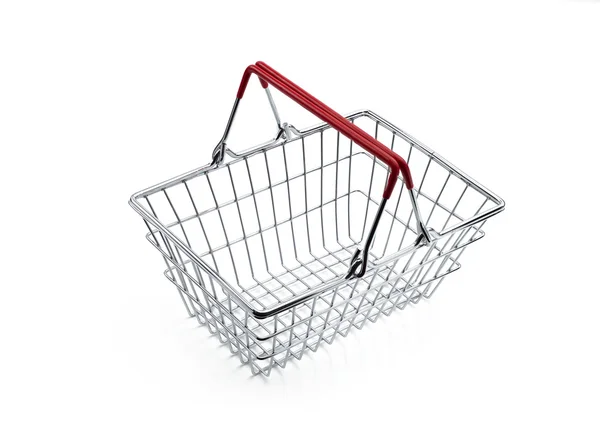 Fio Metal Cesta de compras Red Handle — Fotografia de Stock