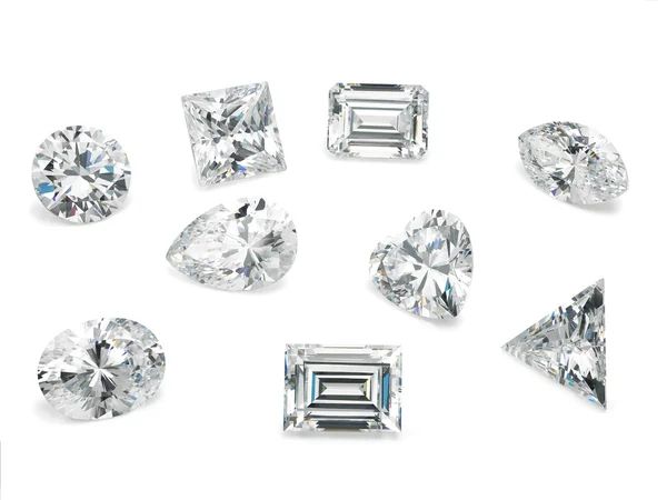 Loose Diamond formes assortiment de différentes tailles de diamants Photos De Stock Libres De Droits
