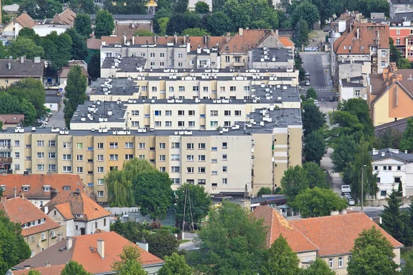 Luchtfoto van een kleine stad — Stockfoto