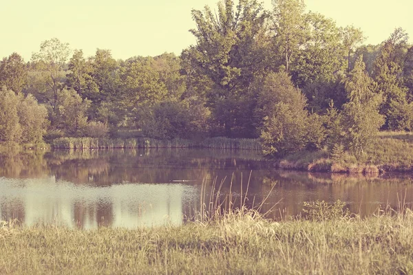 Schoonheid zonnige dag op de vintage stijl van lake — Stockfoto