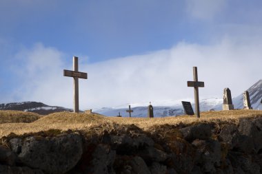 Graveyard at the black church of Budir clipart