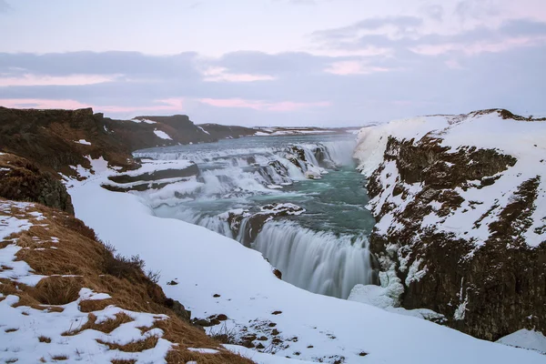 Cachoeira Gullfoss na Islândia, exposição de longa data — Fotografia de Stock