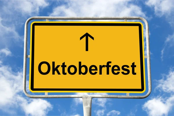 Placa amarela Oktoberfest Munique, Alemanha — Fotografia de Stock
