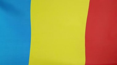 Romanya Tekstil bayrağı ağır çekimde closeup