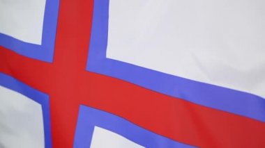 Ağır çekimde closeup Faroe Adaları bayrağı