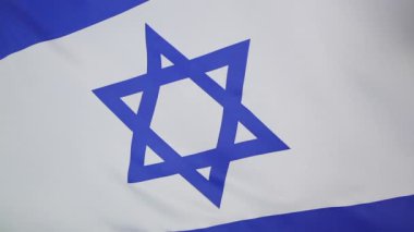 Closeup İsrail bayrağı ağır çekimde