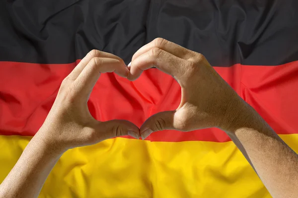 Manos símbolo del corazón, bandera de Alemania — Foto de Stock