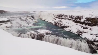 Zaman atlamalı şelale İzlanda'daki Gullfoss