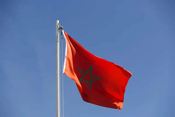 Nationalflagge Marokkos an einem Fahnenmast — Stockfoto