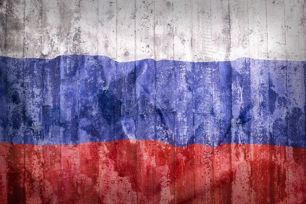 Grunge-Stil der russischen Flagge auf einer Ziegelwand — Stockfoto