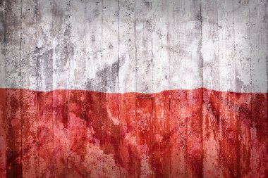 Grunge tarzı bir tuğla duvara Polonya bayrağı