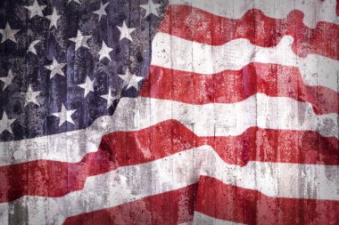 Grunge tarzı bir tuğla duvara Amerika Birleşik Devletleri bayrağı