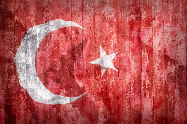 Estilo grunge de la bandera de Turquía en una pared de ladrillo — Foto de Stock