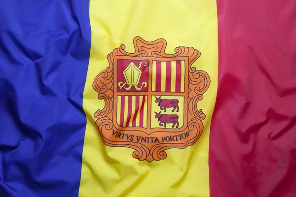 Bandeira têxtil de Andorra — Fotografia de Stock