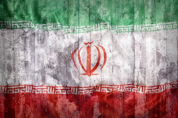 Grunge style of Iran flag on a brick wall — Stock Photo, Image