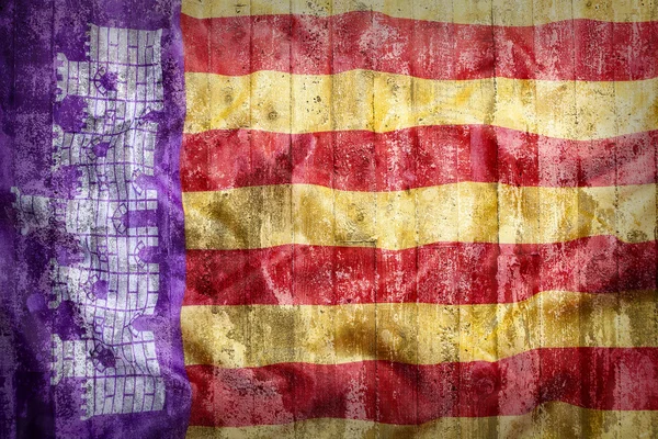 Estilo de grunge de bandeira de Maiorca em uma parede de tijolo — Fotografia de Stock