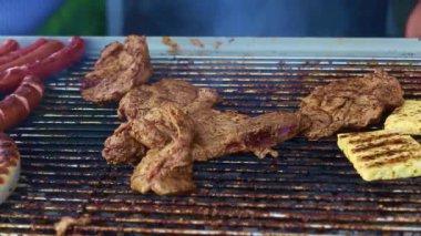 Bir barbekü ızgara domuz etinin closeup