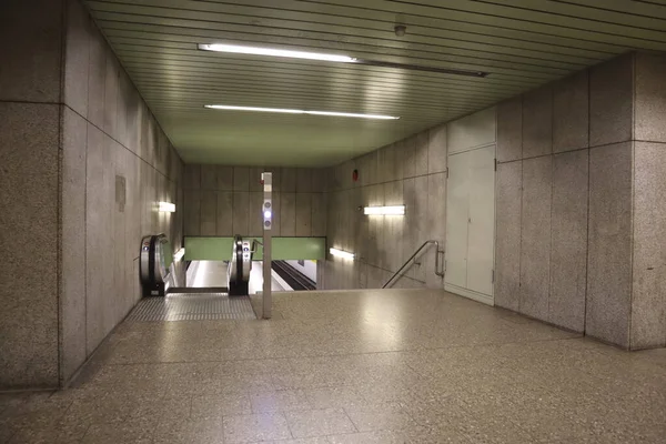 Escalier Escalier Roulant Vides Dans Une Station Métro — Photo