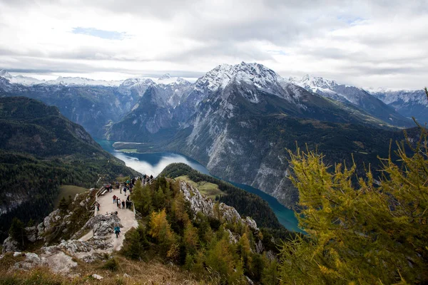 Sonbaharda Jenner Dan Koenigssee Gölü Bavyera Almanya Dağ Manzarası — Stok fotoğraf