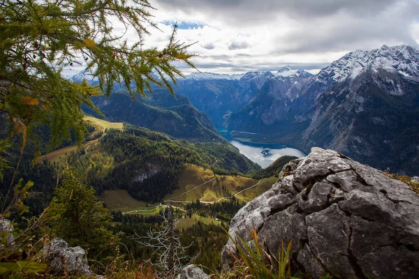 Sonbaharda Jenner Dan Koenigssee Gölü Bavyera Almanya Dağ Manzarası — Stok fotoğraf