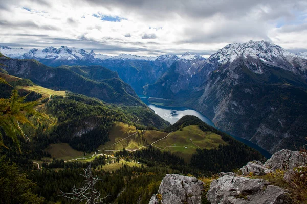 Sonbaharda Jenner Dan Koenigssee Gölü Bavyera Almanya Dağ Manzarası — Stok fotoğraf